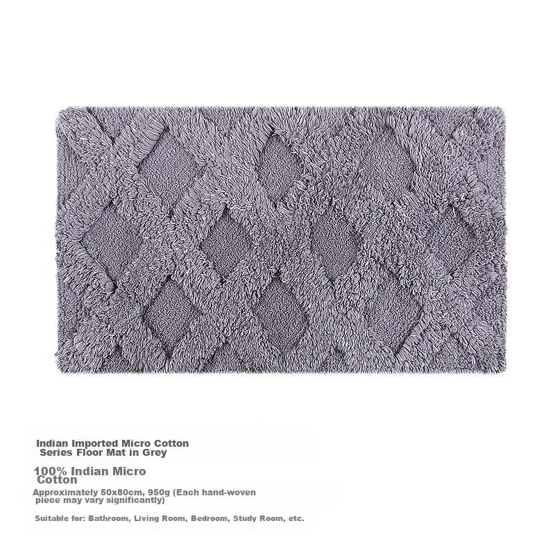 AMARELLE Blue Gray Handwoven Cotton Bathroom Mat