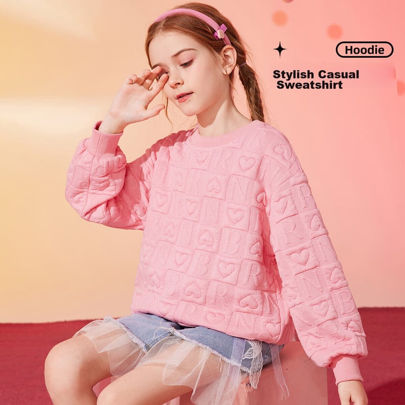 ASK JUNIOR Girls' Pink Printed Sweatshirt