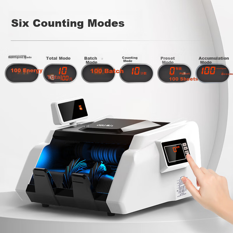 Deli Dual-Screen Banknote Counter with Anti-Counterfeit Tech