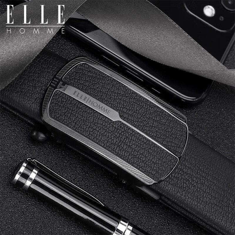 ELLE HOMME Men's Top-Grain Leather Belt with Stainless Steel Buckle