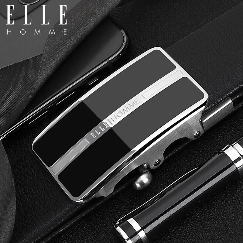 ELLE HOMME Men's Business Leather Belt with Stainless Steel Buckle