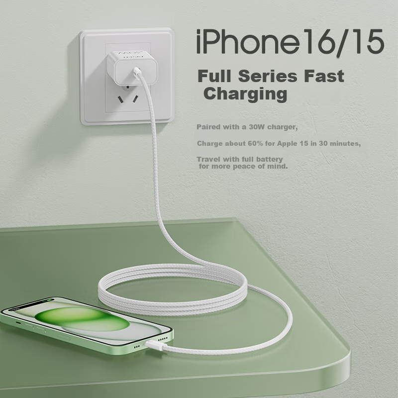 PISEN Dual-Head Type-C PD100W Fast Charging Cable for Apple 15-17