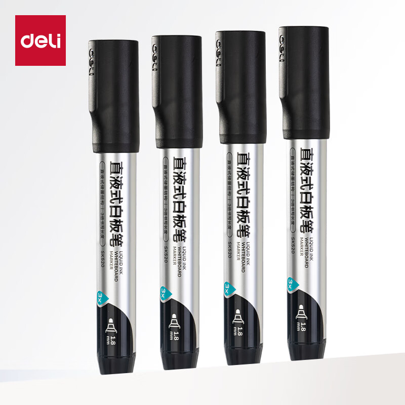 Deli Erasable Markers - Thick Tips, 10 Blue Pens