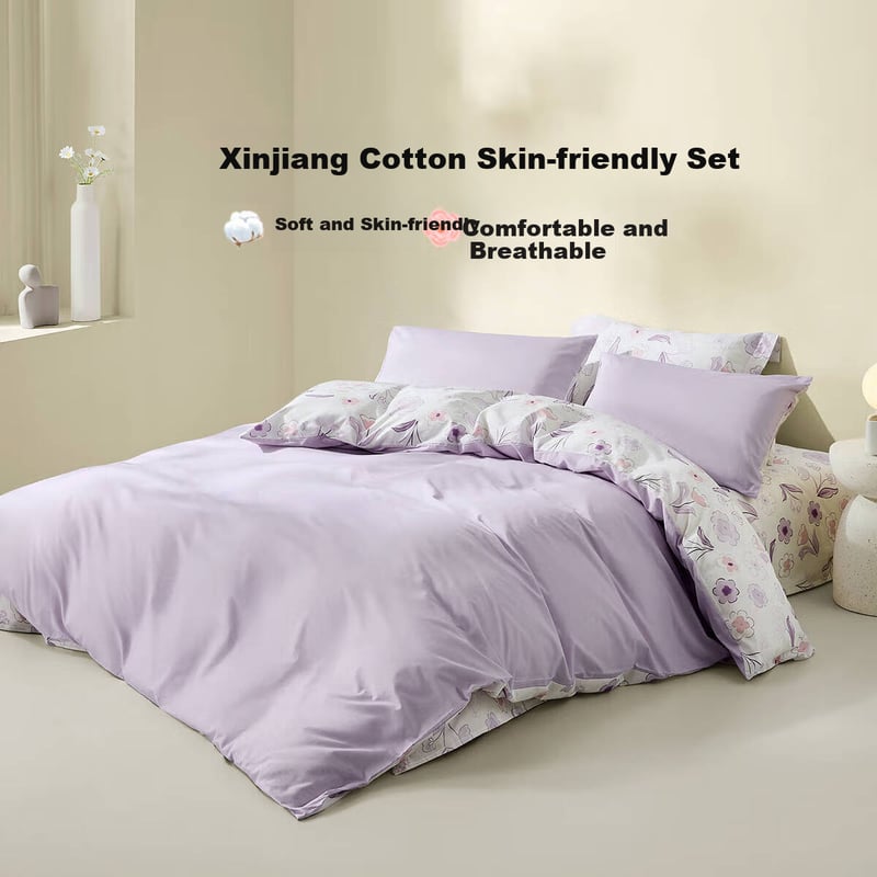 LOVO Pure Cotton Little Daisy Purple 4-Piece Set