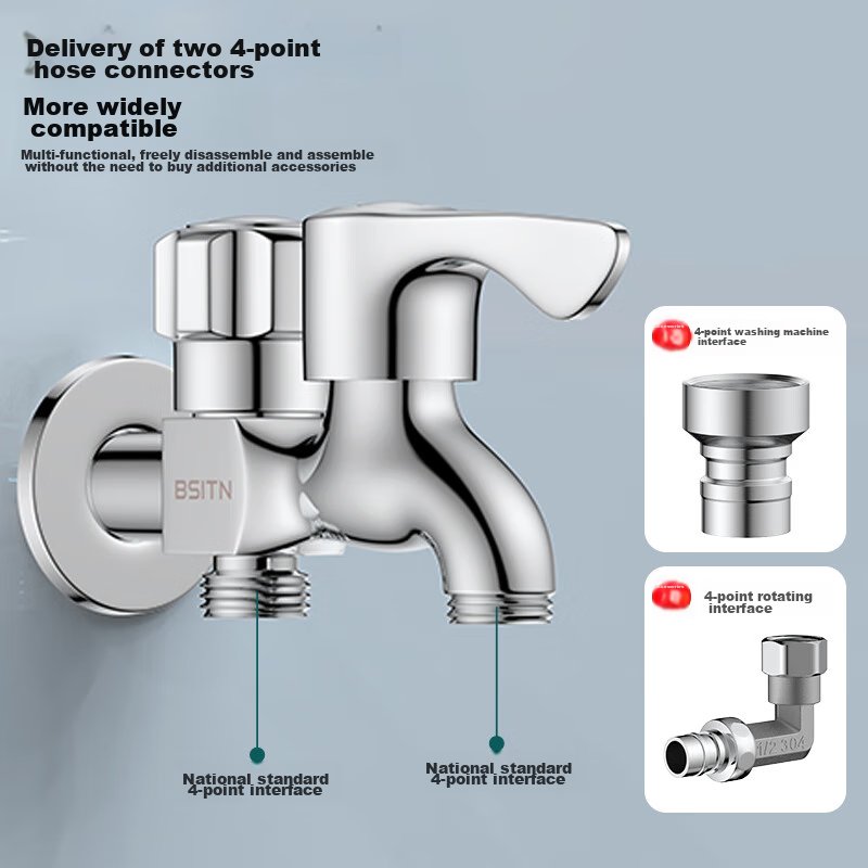 BSITN Brass Washing Machine Faucet with High-Flow Spout