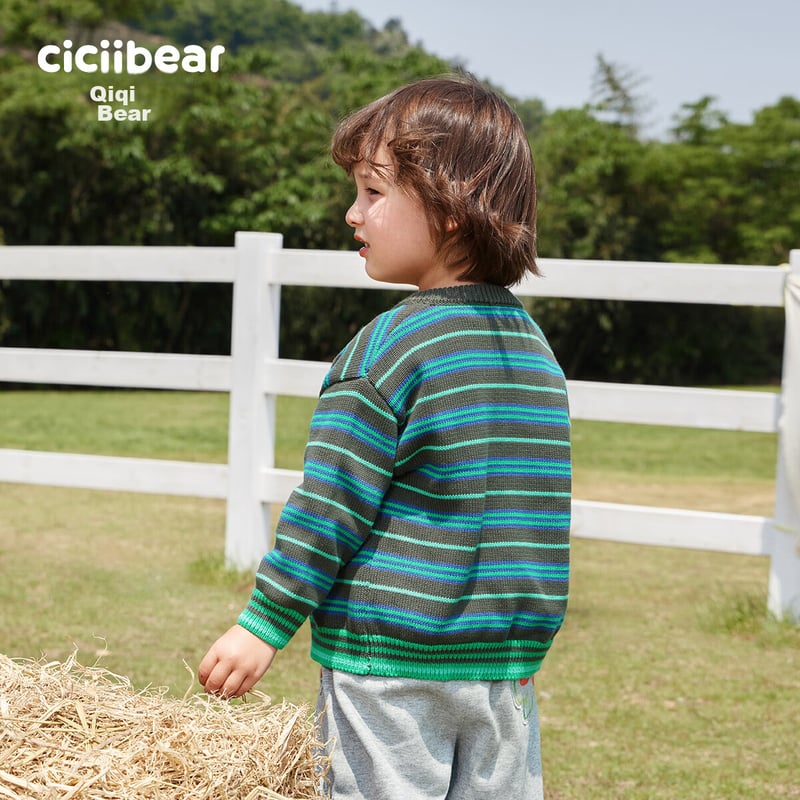 Ciciibear [Pure Cotton] Boys' Stripe Cardigan Sweater