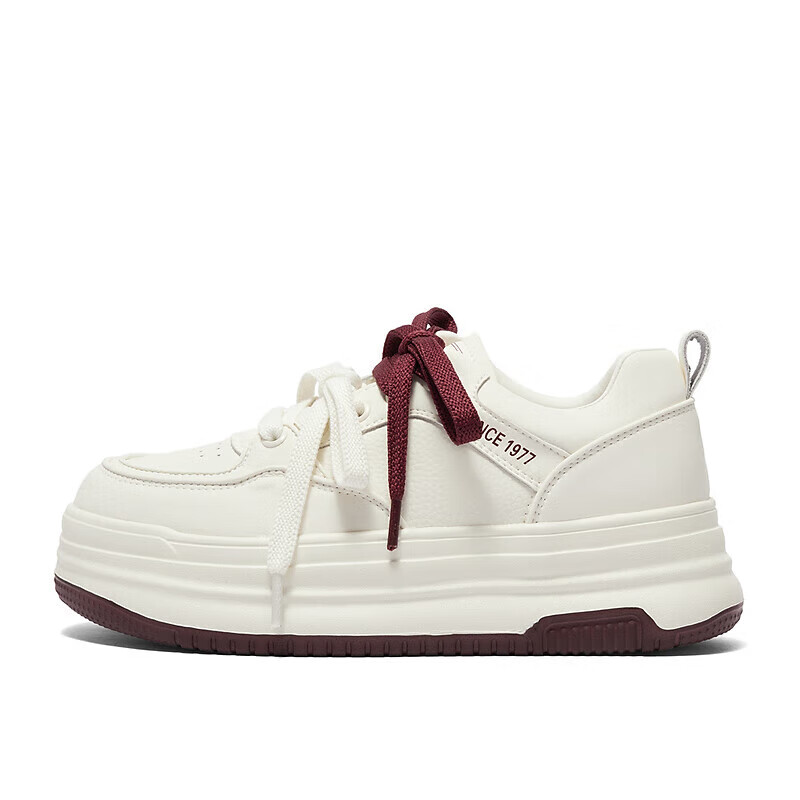 SENDA Women's Low-Top Sneakers, Stylish White Shoes with Thick Soles