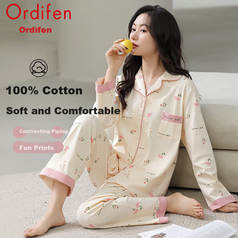 Ordifen Women's Cotton Pajama Set