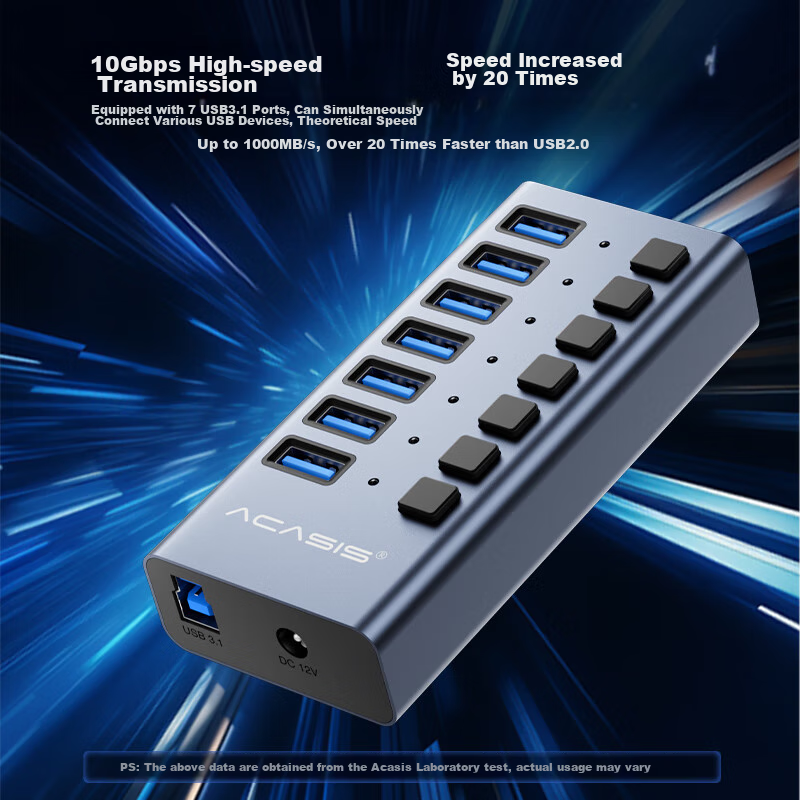 Acasis 10-Port USB 3.1 Expansion Dock with Independent Control