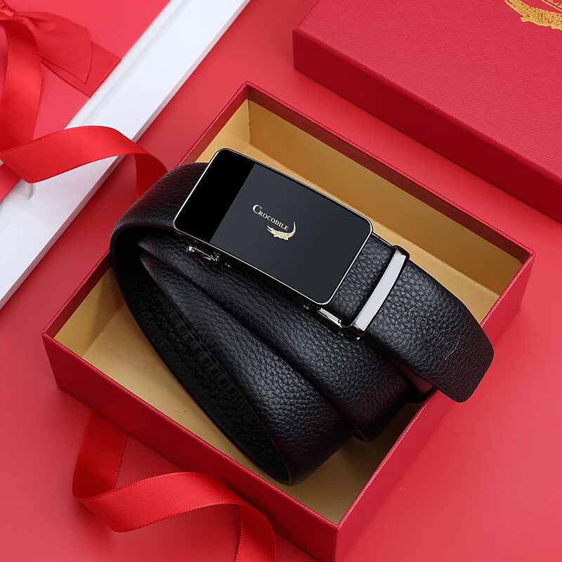 CROCODILE Men's Top-Grain Leather Belt with Automatic Buckle