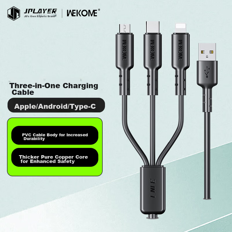 JPLAYER 3-in-1 USB Charging Cable for iPhone 14/13