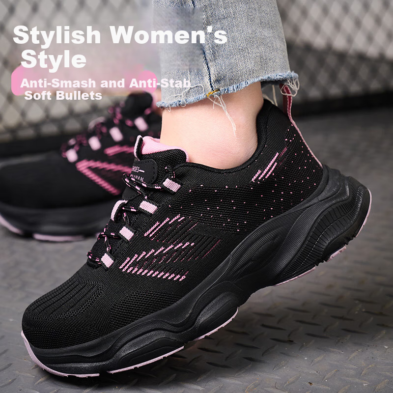 LAOGUANJIA Women's Steel Toe Safety Work Shoes