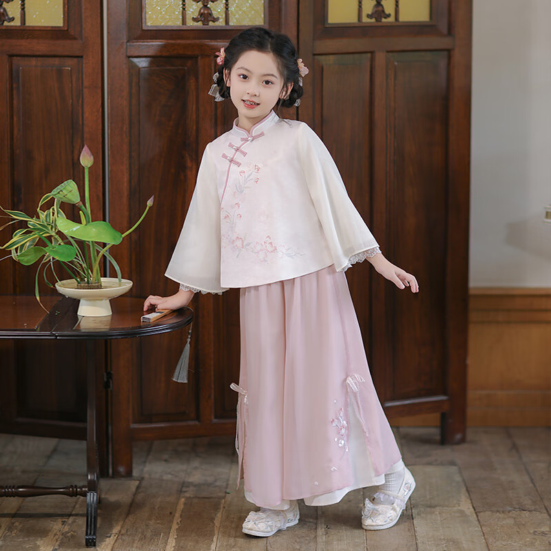 Qibo Kids Floral Hanfu Tang Suit