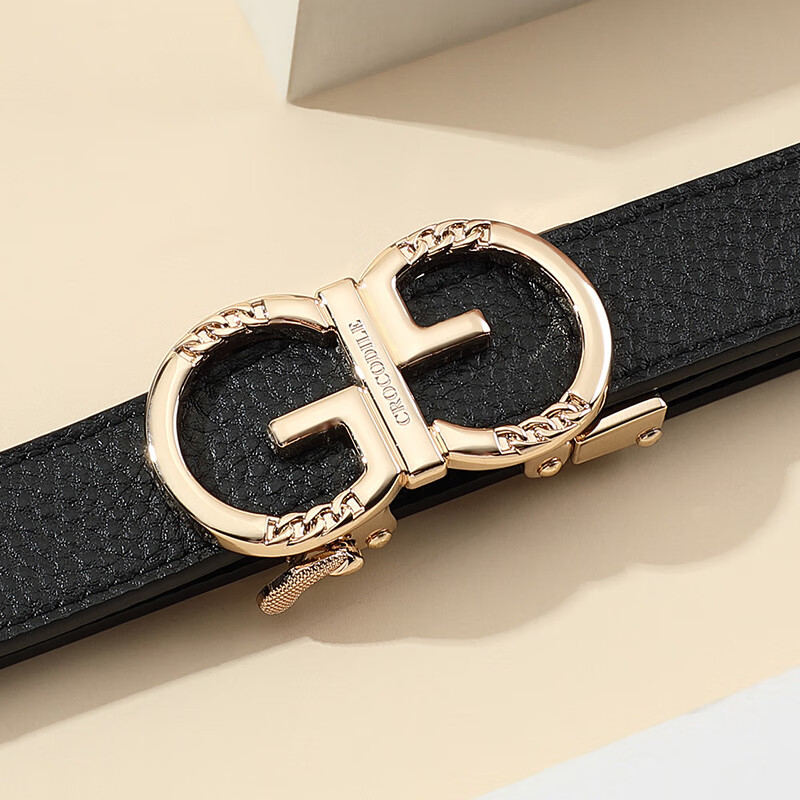 CROCODILE Women's Top-Grain Leather Belt with Automatic Buckle