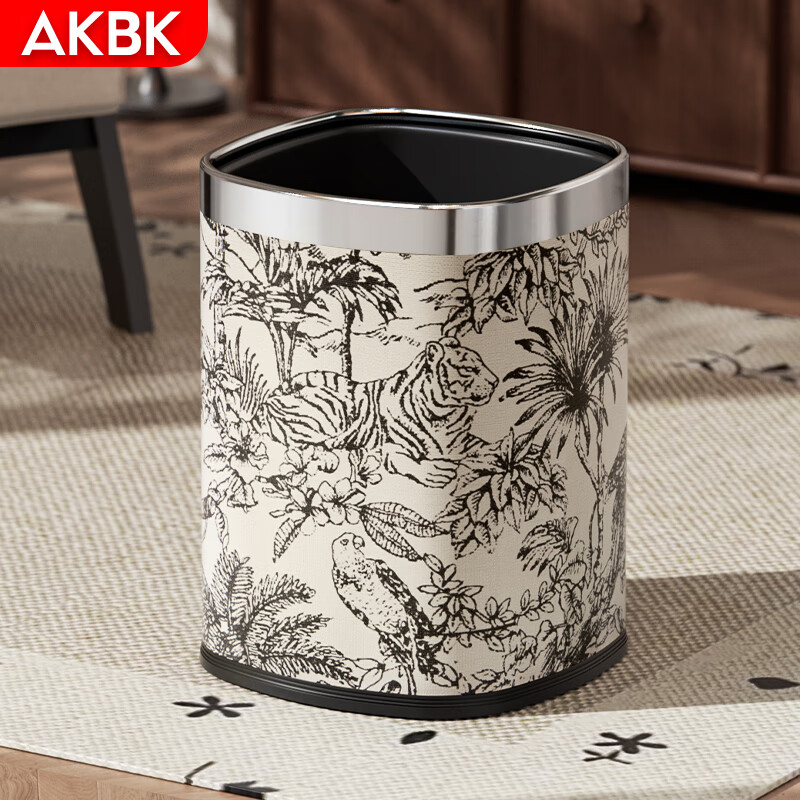 AKBK Vintage Floral Embroidery Trash Can