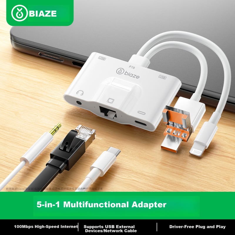 BIAZE 3-in-1 iPhone 16 Network Adapter