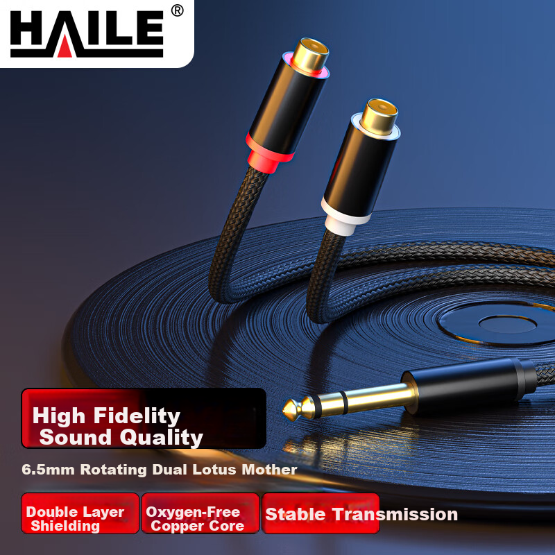 HAILE 6.5mm to Dual RCA Audio Cable Adapter