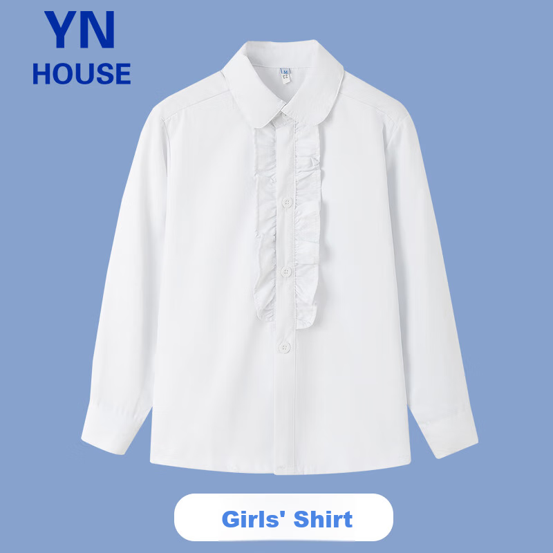 Yinuofang Girls' White Long-Sleeve Shirt