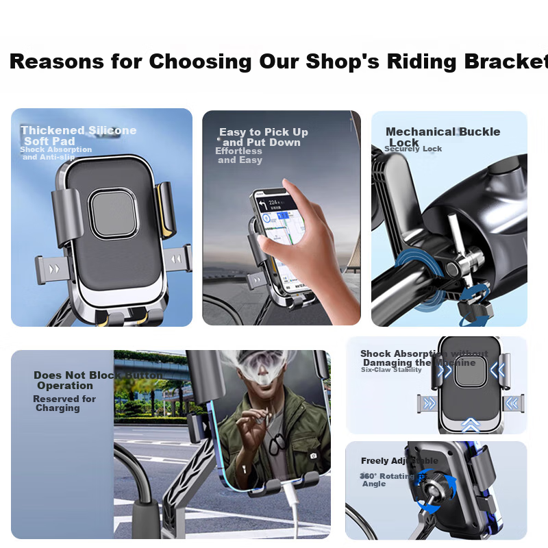 BZBC Motorcycle Phone Mount with One-Button Take-Up