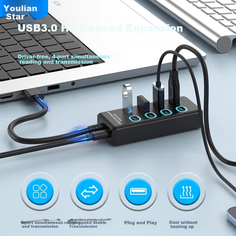 Youlianxing USB3.0 4-Port Hub with Cable