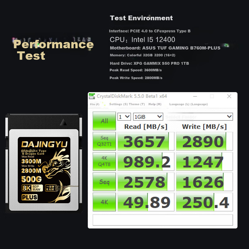 DAJINGYU CFexpress 256GB High-Speed Memory Card
