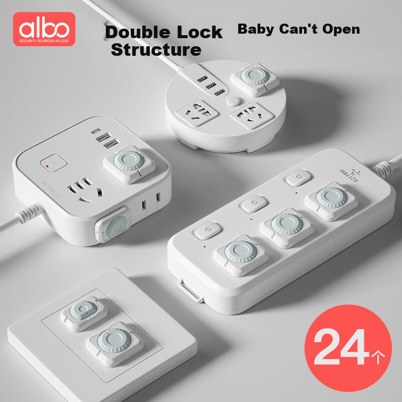 Albo Socket Covers - 24-Pack Baby Safety Plug Guards