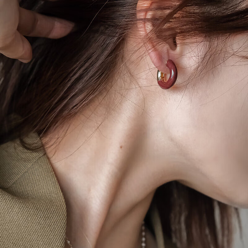 Agatha Rio Enamel Earrings - Claret