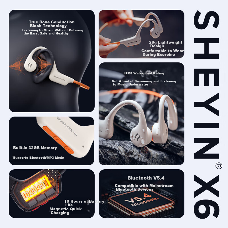 SHEYIN X6 Bone Conduction Bluetooth Headphones