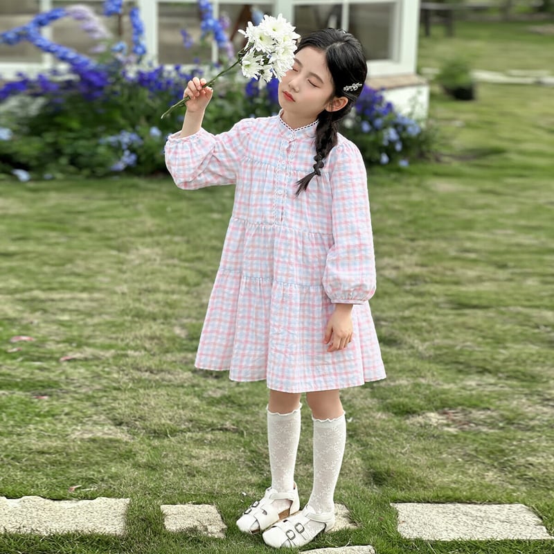 LUSON Girls' Plaid Dress