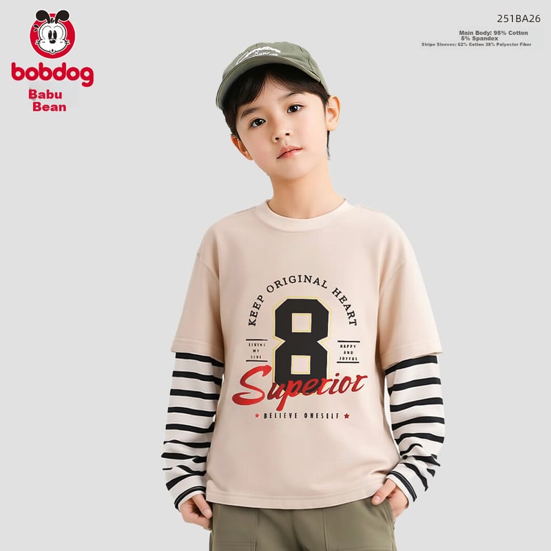 BOBDOG Kids Long-Sleeve Antibacterial T-Shirt