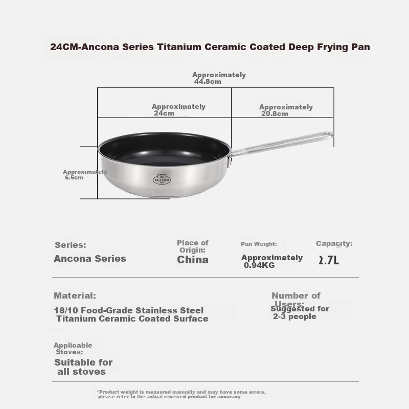 BALLARINI Titanium Ceramic-Coated Non-Stick Frying Pan
