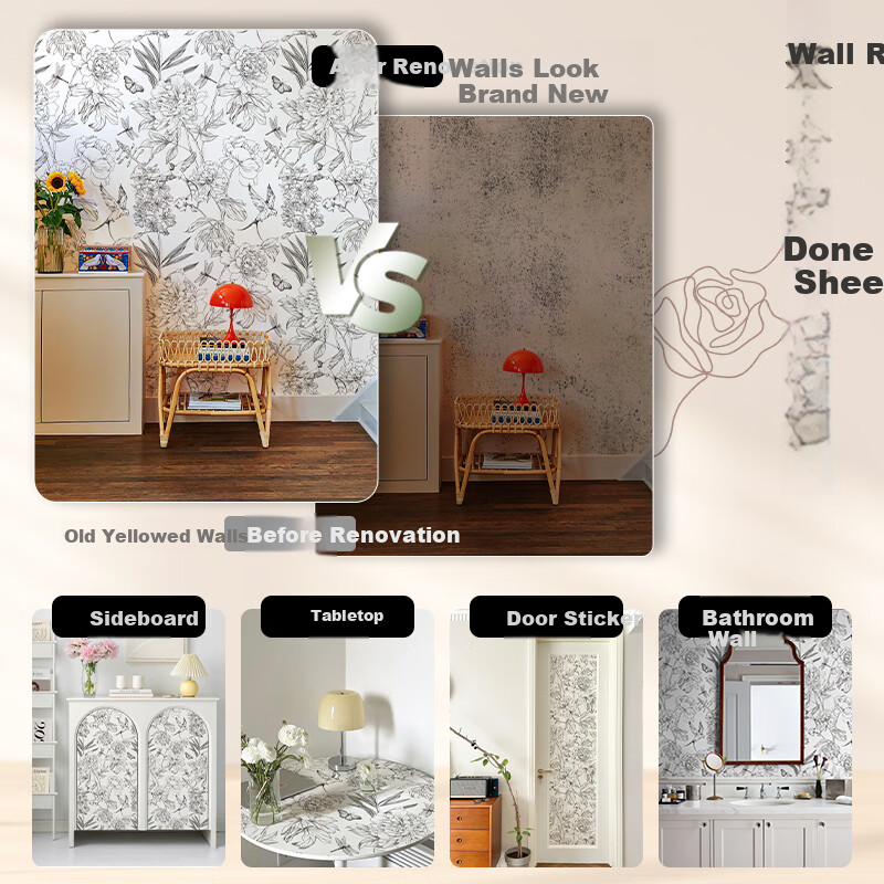 JIFFDIFF Vintage Self-Adhesive Wall Wrap