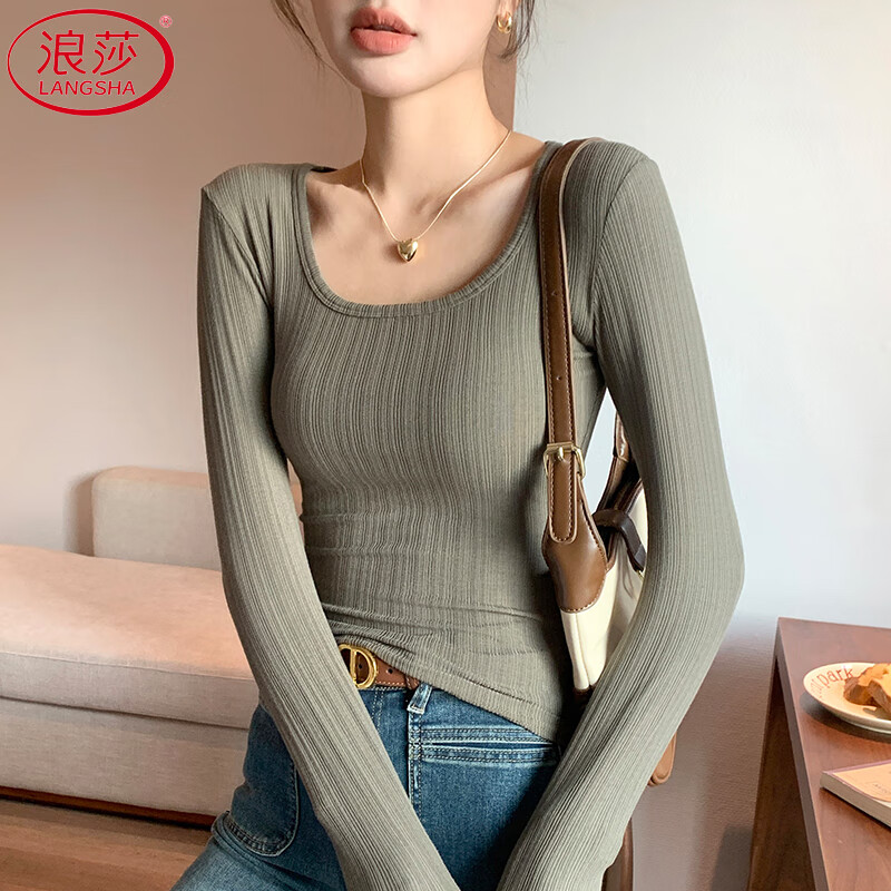LangSha Women's Slim Fit U-Neck T-Shirt