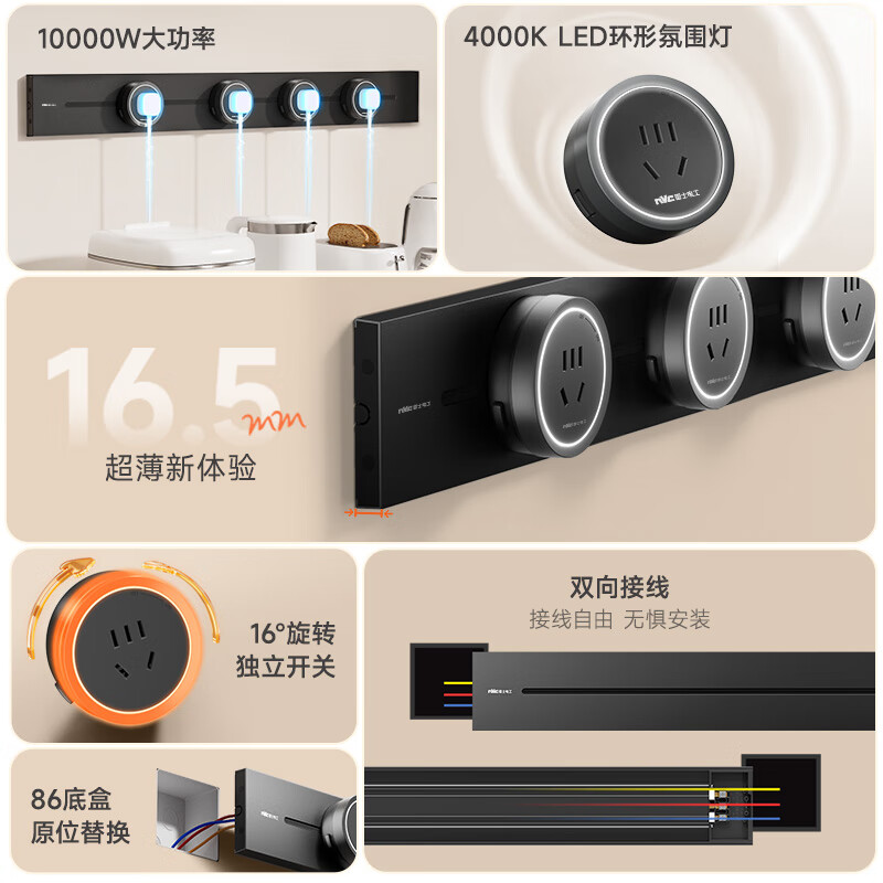 NVC Lighting Movable Track Socket with Light Ring