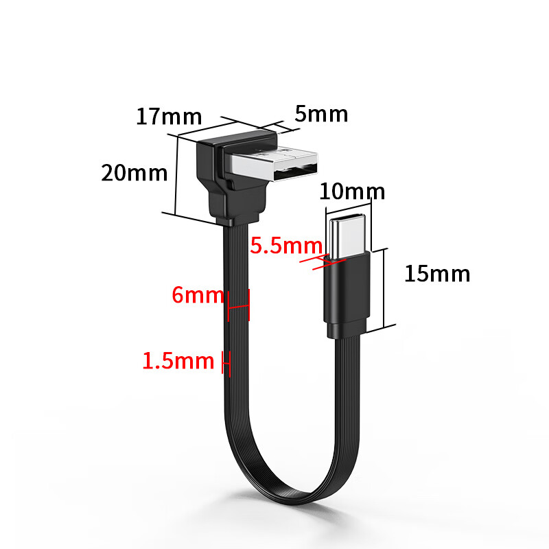 JUXIN Anti-Freeze USB C Bent Fast Charging Cable