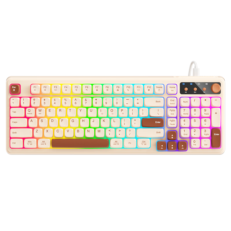BOW K520 Mechanical Backlit Keyboard - Milk Coffee