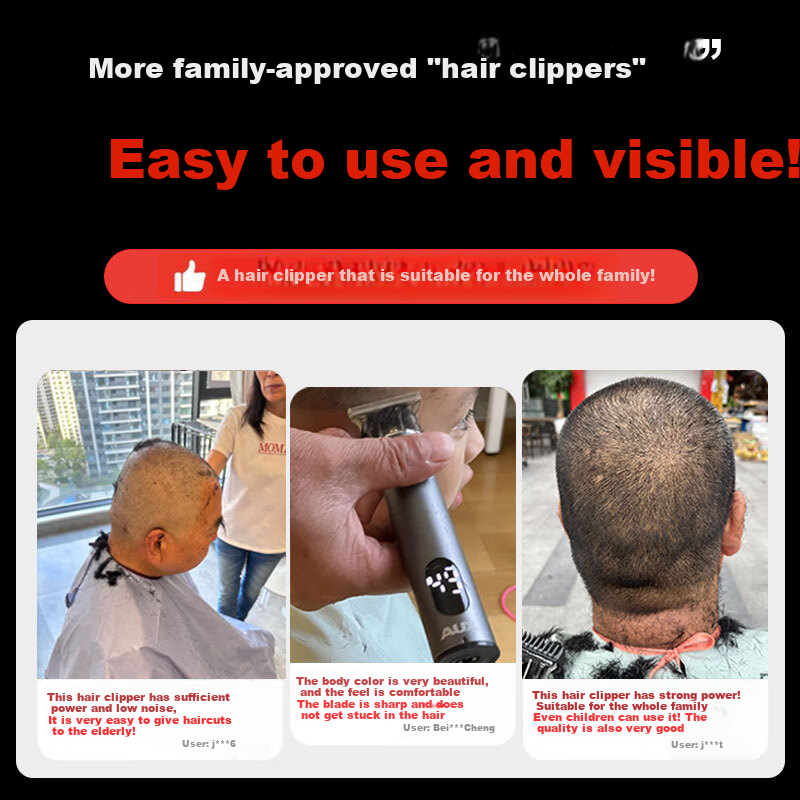 AUX Electric Hair Clipper with LCD Display