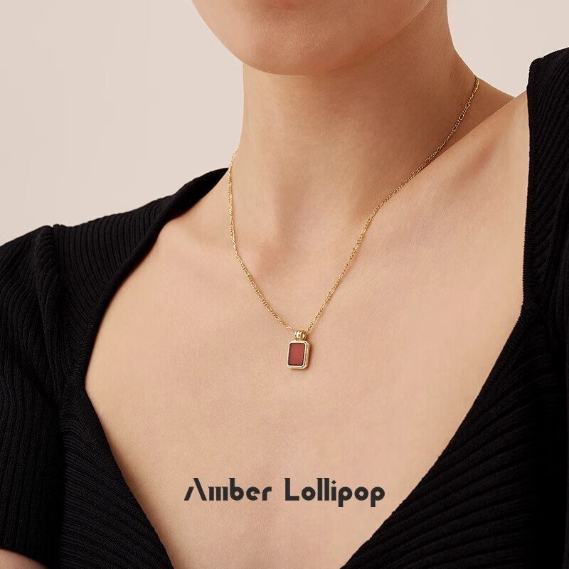 Amber Lollipop Necklace - Red [Art Collaboration Gift Box]
