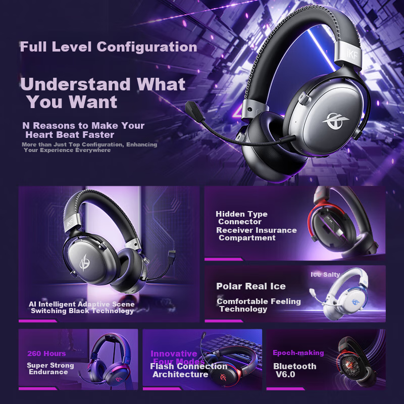 IKF V11 Max Quad-Mode Gaming Headset