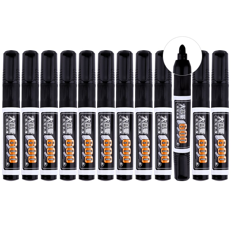 BAOKE Thick Marker Pen - Refillable Black Oil-Based Marker