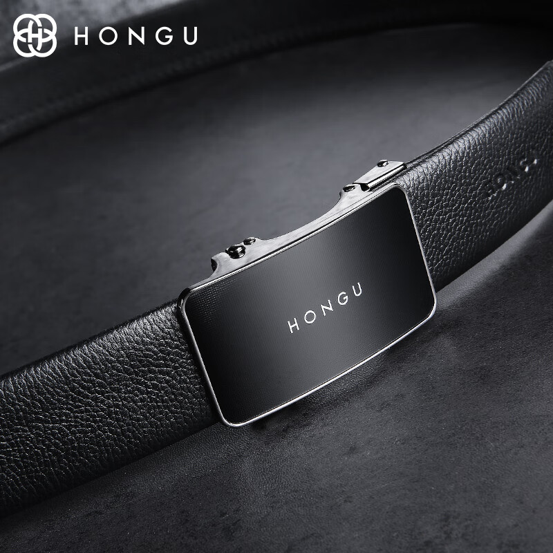 HONGU Men's Top-Grain Leather Belt - Casual Business Gift