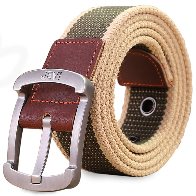 JEVI Men's Casual Canvas Belt with Student Pin Buckle