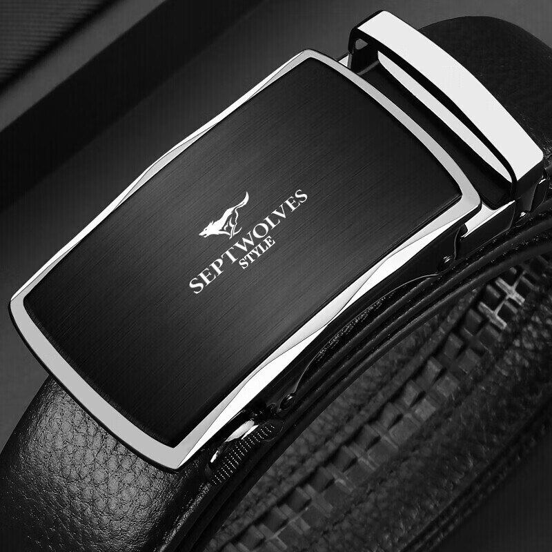 SEPTWOLVES Men's Genuine Leather Belt with Automatic Buckle