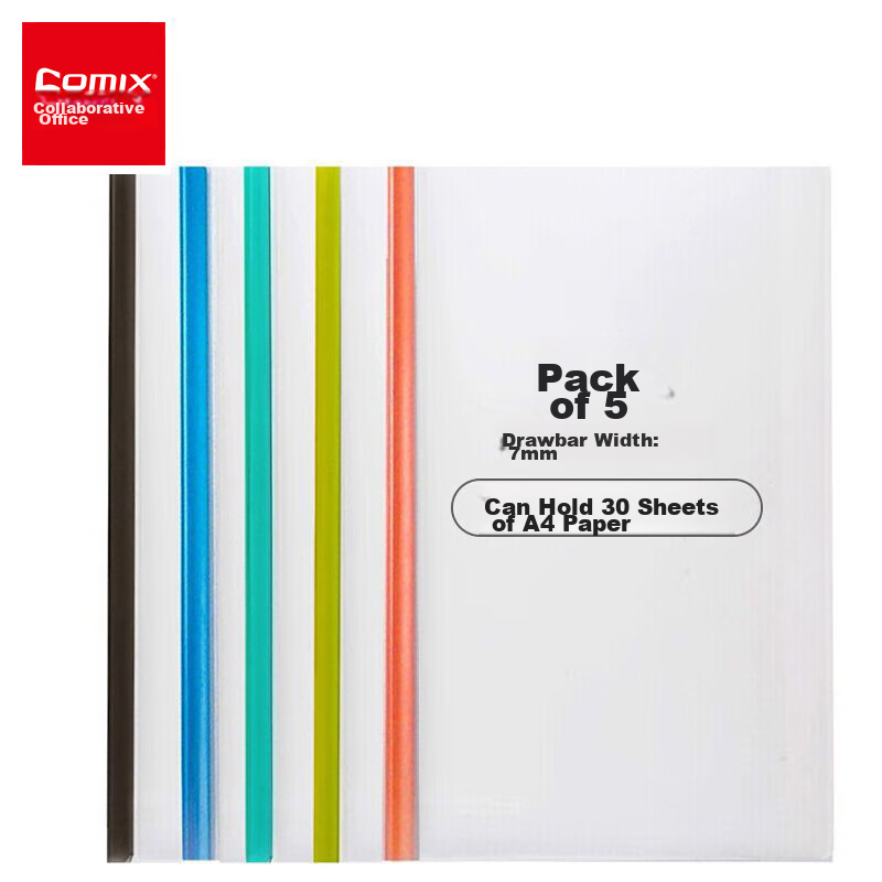 COMIX Colorful Lever Arch Files 5-Pack