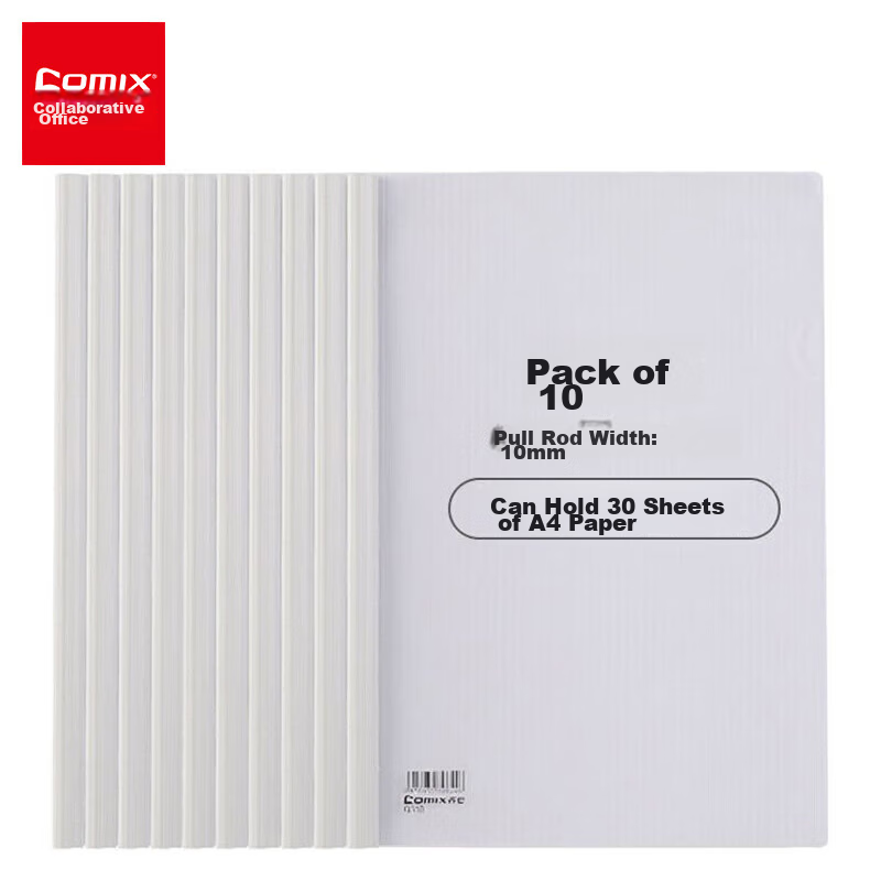 COMIX Heavy-Duty Lever Arch Files 10-Pack White