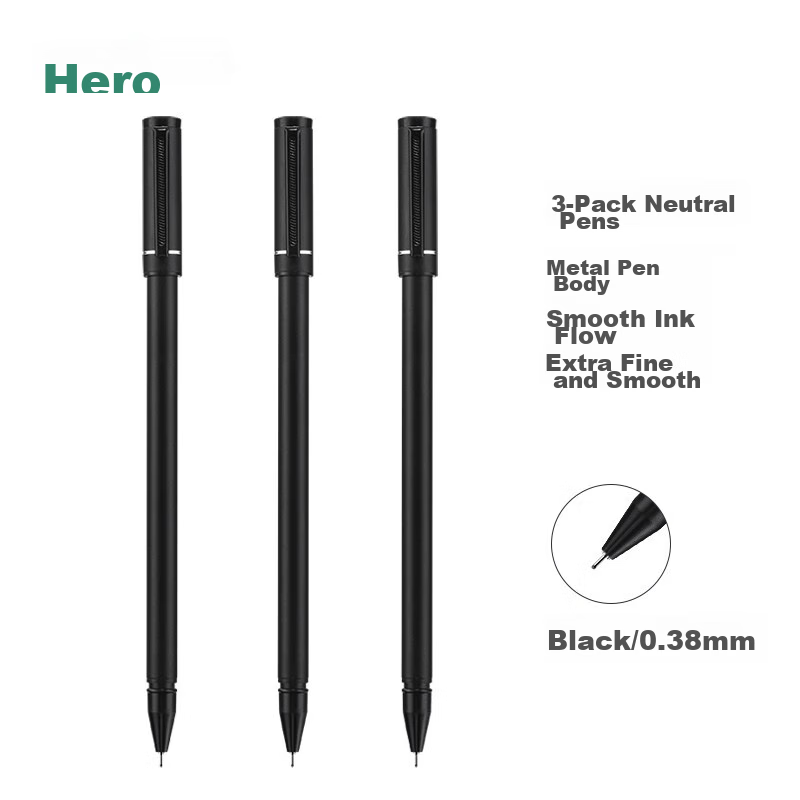 HERO A206 Gel Pen - Sleek Black Metal