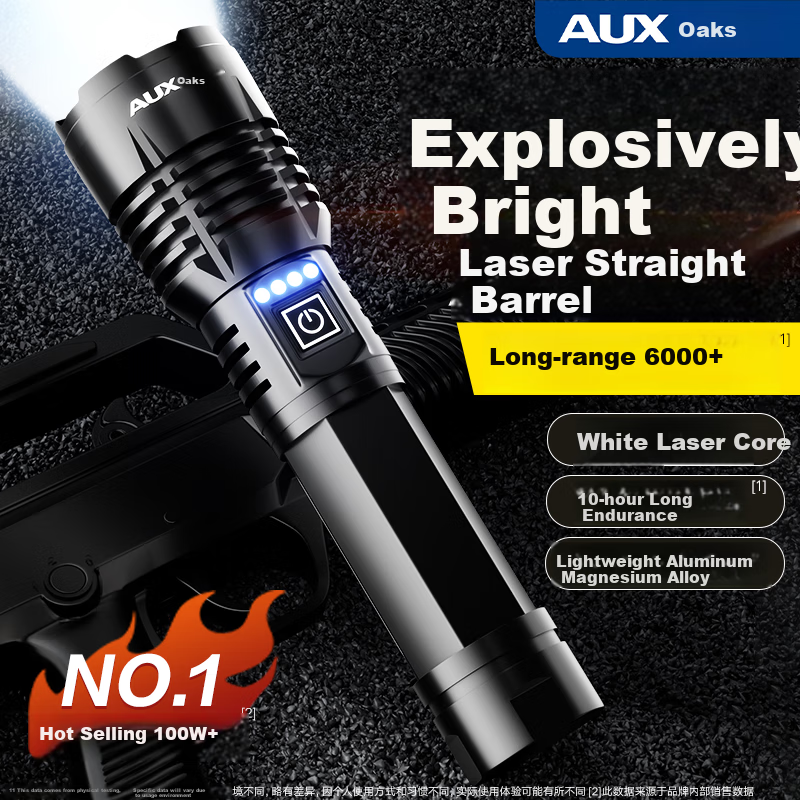 Aokesi Silver Dragon High-Intensity Rechargeable Flashlight