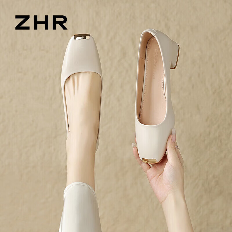 ZHR Women's Elegant Chunky Heel Boat Shoes