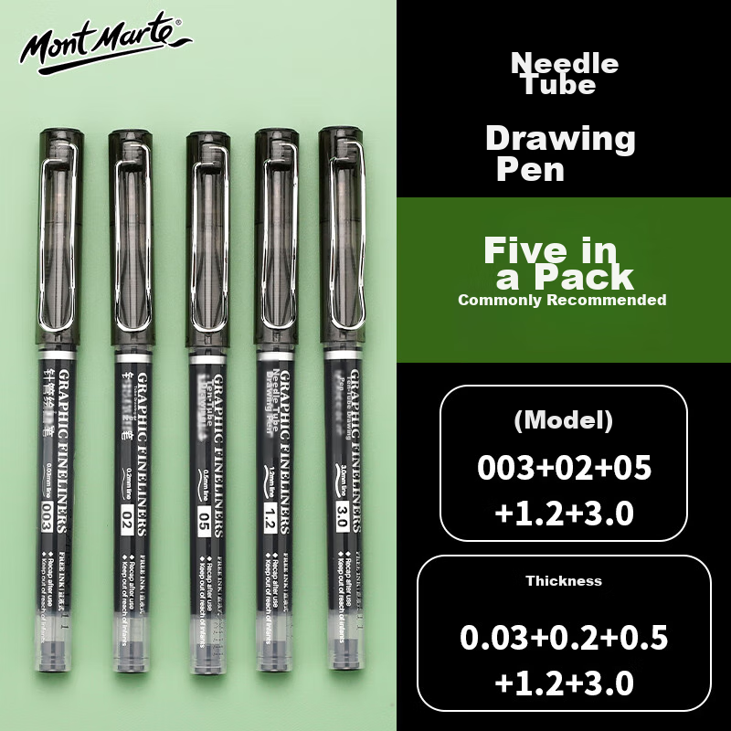 Mont Marte Art Series Needle Tip Pen 5-Pack