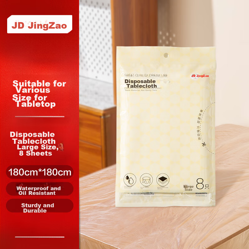 JD Original Disposable Tablecloth - 180x180cm, 8 Pieces